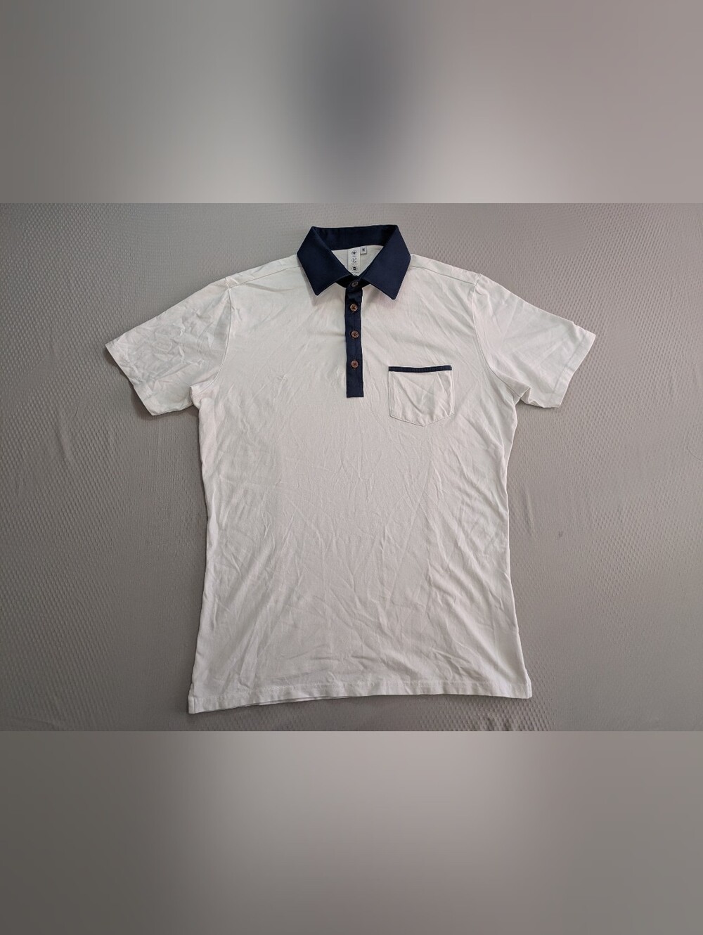 State & Liberty SS Dark Blue & White Mesh Polo Shirt Size Medium!